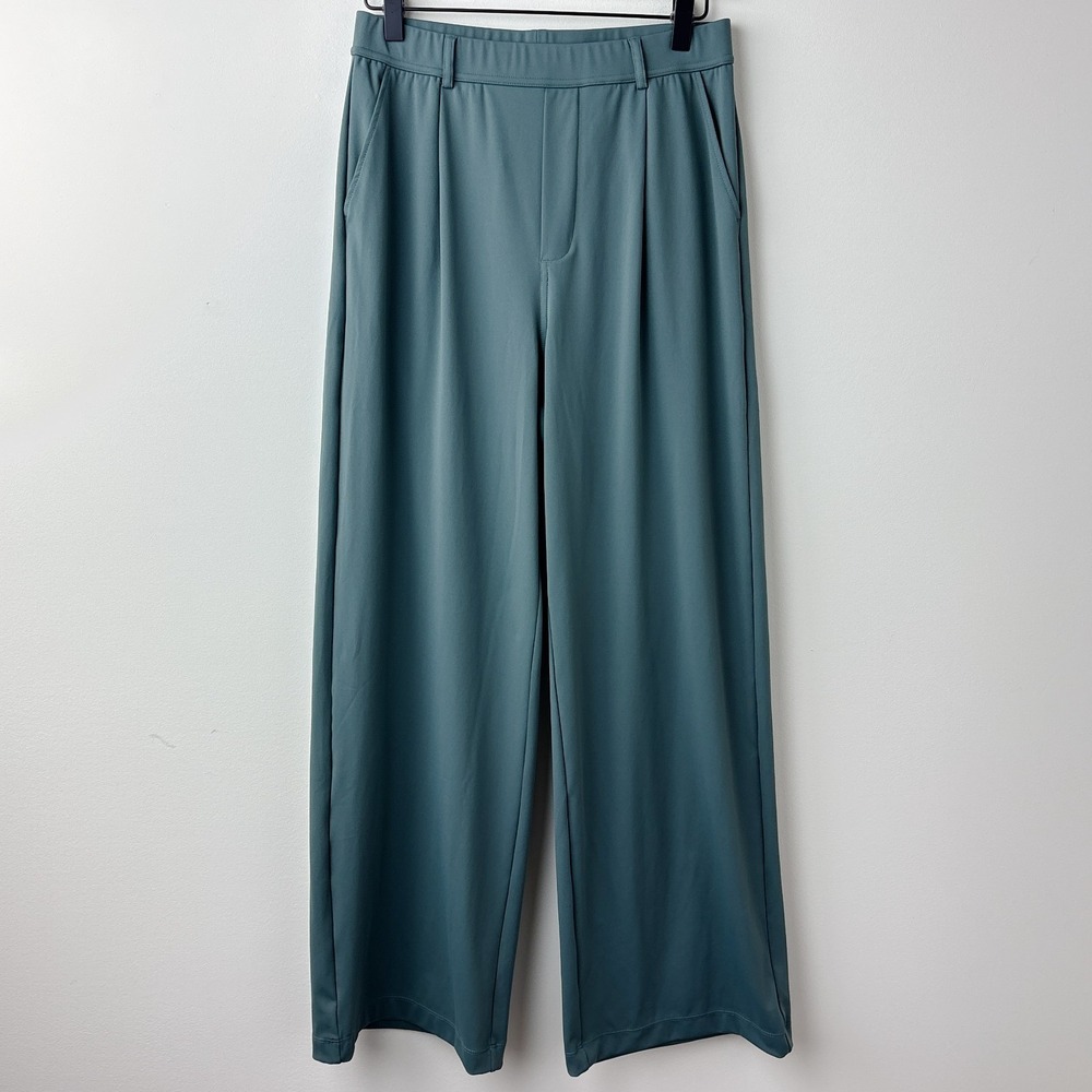 Halara Flex Day Stretch High Waisted Pocket Straight Leg Work Pants Medium Teal